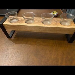 Wood and glass votive center piece